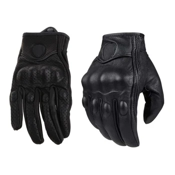 Мъжки мотоциклетни ръкавици, ръкавици за каране на мотоциклет и в студено време, ветрозащитная кожа, черен
