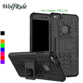 WolfRule Калъф Huawei P10 Lite Калъф TPU устойчив на удари + PC Калъф-Поставка За Huawei P10 Lite Калъф Huawei P10 Lite Калъф За телефон Funda 5,2