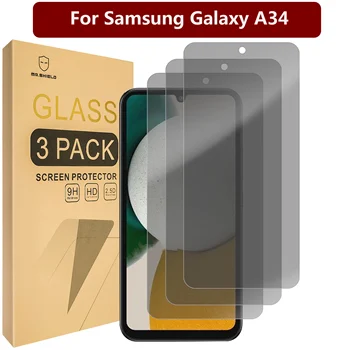 Mr.Щит [3 опаковки] Защитно фолио за Samsung Galaxy A34 [закалено стъкло] [Защита от шпионски] Защитно фолио за екрана