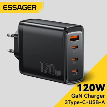 Essager 120 W GaN USB Type C Зарядно Устройство За Лаптоп 100 W PD Бързо Зареждане На Macbook Air M1 M2 iPhone Pro Samsung 65 W Таблетни Устройства За Телефони