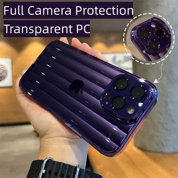 Калъф с пълна защита на камерата за iPhone 14 Pro Max 14 Plus 13 12 Pro, калъф за телефон, прозрачно задната част на кутията с твърди с акрилни ивици от КОМПЮТЪР