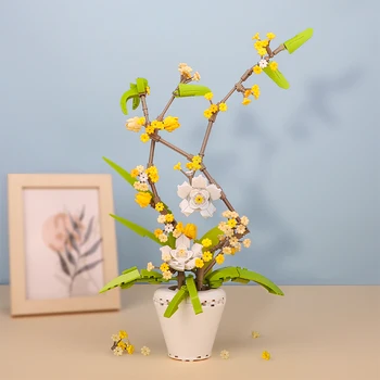 Фантастична творчески модел на вечно цвете, градивен елемент, направи си сам, букети фаленопсисов, растения, декорация на дома, набор от тухли за подаръци за момичета
