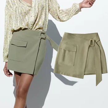 Elmsk 2023 Пролетно градинска мода асиметричен дизайн на джоба на мини-полата на жена