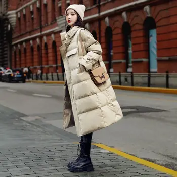 2023, зимни дебели дълъг парк, дамски naka памучен яке, пуховик, винтажное топло палто, дизайнерски връхни дрехи големи размери, корейски марка