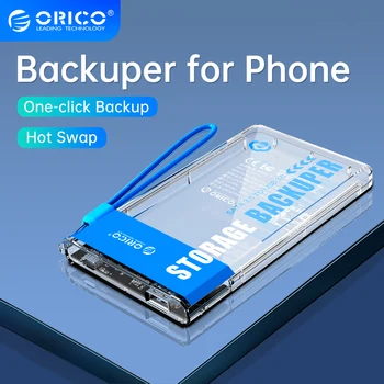 ORICO Backuper Поддържа резервно копие на телефони капацитет от 4tb, 5 Gbit/s, с порта SATA към USB C, резервно копиране /изтриване едно натискане на бутон за пътувания, партита, работа