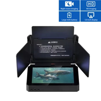 Рыболокатор с висока разделителна способност 5-инчов подводен екран OTG кабелна връзка IPS HD 10000 mah батерия за нощно виждане за риболов