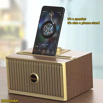 Caixa De Som Ретро дървена преносим настолен уличен безжична слушалка Bluetooth, стерео съраунд бас, стойка за телефон FM/AUX /USB