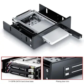 Вътрешен двойно отделение 2,5-инчов SATA SSD HDD, кутия за твърд диск, тава, адаптер за мобилни стелажи, DVD-твърд диск