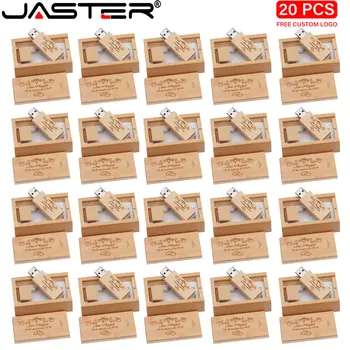 JASTER 20 бр/лот Дървени USB 2.0 Флаш-памет и 128 GB Безплатно Флаш памет с Логото на 64 GB Бамбук с Предавателна Memory Stick Бизнес Творчески U диск