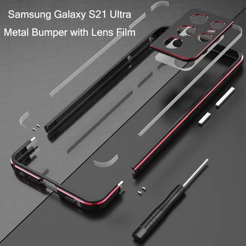 Подходящи Цветове за Защита на Обектива на Камерата + Страничната Броня За Samsung S21 Ultra Galaxy S21 Ultra 5G Алуминиева Метална Капачка Калъф Рамка, Протектор
