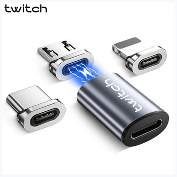 Twitch Магнитен адаптер USB Type C, за iPhone, X Samsung Xiaomi USB C магнитен адаптер Type C за да се свържете към конектора Micro USB