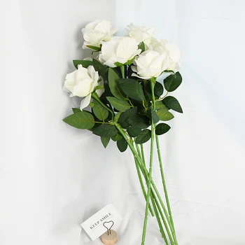 5шт 50 см Дълга Клонка Изкуствени Цветя от Коприна Букет от Рози за Сватбена Декорация на Дома Фалшиви Растения САМ Венец За Албуми Аксесоари