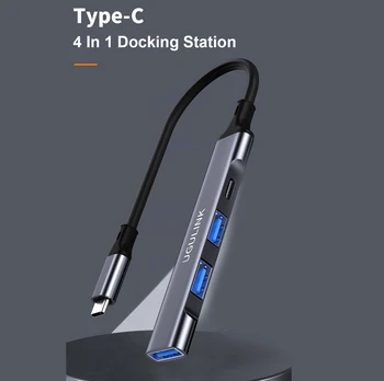 20 броя, 4 в 1, докинг станция, разширява пристанища USB3.0 + 2 USB2.0 + type-c, за бързо зареждане, която е съвместима с пристанище type-c