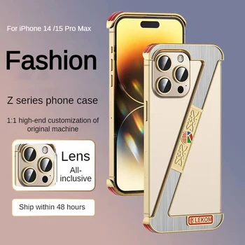 Нов луксозен държач за защита на обектива на камерата, калъф за телефон за iPhone 14 15 Pro Max, модерен, устойчив на удари бронята, твърд акрилен прозрачен калъф