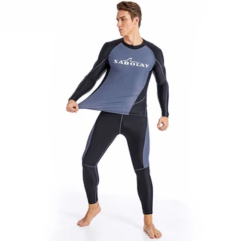 Мъжка мода с цепка, топ за гмуркане и сърф с дълъг ръкав, слънцезащитен крем, быстросохнущий, водни спортове, плажен фитнес, костюм за гмуркане и сърф 2023