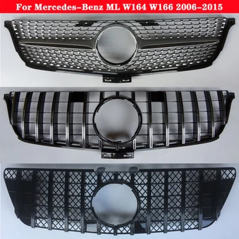Стайлинг на кола Средна решетка за Mercedes-Benz ML class W164 W166 2006-2015 ABS пластмаса Diamond GT Автомобил централна решетка предна броня