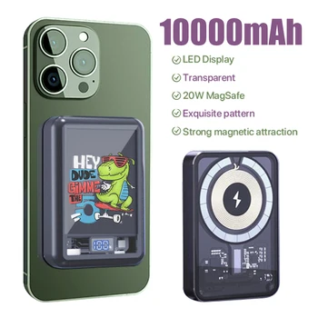 PSDA 3D CAT 10000 ма 20 W Прозрачен магнитен блок захранване за iphone 15 14 Pro Магнитно безжично зарядно устройство външна батерия