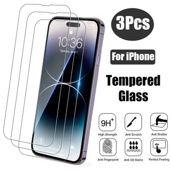 3шт Защитно Стъкло за iPhone 14 13 12 11 Pro Max XR XS 13 Mini Защитно фолио за екран от Закалено Стъкло за Iphone 7 8 14 Plus Glass