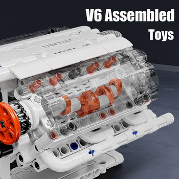 Модел на двигателя V6 Имитация на двигателя на превозното средство Подвижната монтаж на блок Комплект Модел Експеримент играчка