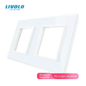 Livolo Луксозно стъкло със сиви перли, 150 mm * 80 mm, стандартът на ЕС, Двоен Стъклен Панел За стенен прекъсвач и контакти, VL-C7-SR/SR-11