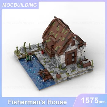 Модел на рибарското къща MOC Строителни блокове САМ Събрание тухли Архитектура на модул за Обучение на дисплея Детски играчки, подаръци за деца 1575 бр.