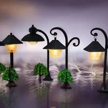 Симулация модел на осветление улична лампа, за да сладкиш на масата Градски сграда Ландшафтно оформление на сцената Материали за диорами 1БР