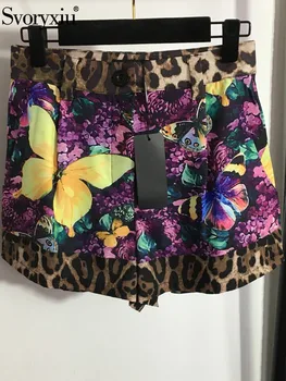 Svoryxiu, летни висококачествени модерни ежедневни панталони за всеки ден, дамски къси панталони с джобове, реколта шорти с флорални леопардовым принтом и пеперудата