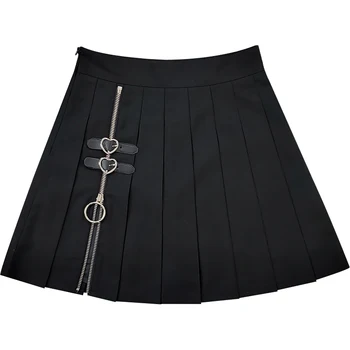 Черната готическа плиссированная мини-пола, дамски панталон в стил пънк джоб с висока талия, лятна кавайная мода 2022, эстетичные стаи за панталони, поли