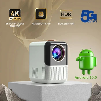 Преносим Мини Led видео проектор 4K Smart HomeTheater Шрайбпроектор 5G WiFi, Bluetooth, HD филм проектор За Android10