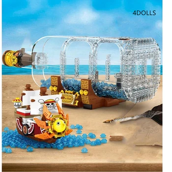 Пълнозърнести градивни елементи на пиратски кораб Luffy Кораб в бутилка градивните елементи на Украса Събрана модел детски играчки за Коледни подаръци