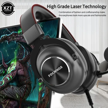 Черна детска осветителна слушалки Hi-Fi, 3.5 мм, професионални стерео слушалки за геймъри, компютърни слушалки за PS4 XBOX ONE