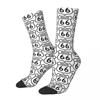Щит Route 66, класически логото на пътен знак Mother Road, мъжки и дамски чорапи, новост за улиците, пролет-лято, есен-зима, чорапи, подарък