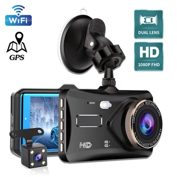 Автомобилен видеорекордер WiFi 4.0 Full HD 1080P Dash Cam video Recorder за обратно виждане Автоматично един dashcam Помещение Черна Кутия за Нощно Виждане GPS Паркинг Монитор