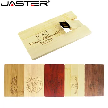 JASTER Потребителски Лого Стик Кредитна карта, Usb флаш устройство Дървена дръжка-памет 8 gb 16 gb 32 gb Подарък Usb-стик (повече от 1 бр. безплатно лого)