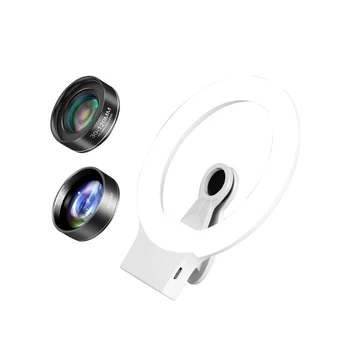 Макро обектив, GiAi За смартфон Ringlight 3 mm-120 mm 15X Lente Макро Para Celular и Околовръстен Лампа За смартфон Iphone