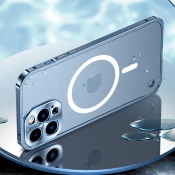 Матиран магнитен калъф за телефон за iPhone 14 Pro Max Plus 5G, прозрачен калъф за смартфон, твърди КОМПЮТЪР, устойчив на удари калъф за телефон, защитен калъф