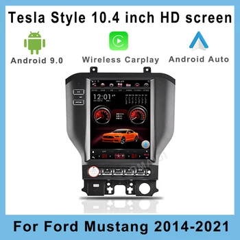 На екрана в стил Tesla 10,4 инча Android за Ford Mustang 2014-2021, GPS навигация, кола стерео радио, мултимедиен плеър, Carplay Auto