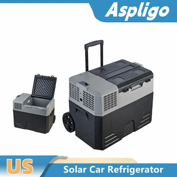 Aspligo 42L Мини-Хладилник С фризер, Тип Волан Тяга, Автомобилен Хладилник 12 В 24 В Слънчево Зарядно Устройство за Къмпинг, Пикници, Пътувания