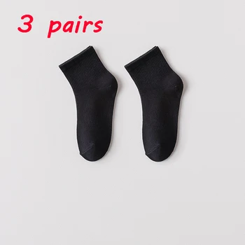 3 двойки ретро женски свободните чорапи Есен зима трикотажни едноцветни дълги черно и розово студентски чорапи за момичета