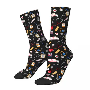 Зимни топли дамски мъжки сладки чорапи за медицински принадлежности, с абсорбиращи потта баскетболни чорапи за медицински сестри