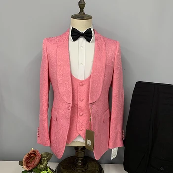 Мъжки костюми, палта, панталони, комплект от 3 теми, мъжка мода 2023, ново ежедневното бизнес сватбена рокля с флорални принтом, блейзери, яке, панталони, жилетка