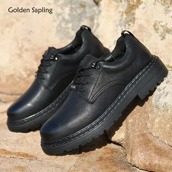 Golden Sapling Мъжки ежедневни обувки на платформа за Работа защитни обувки от естествена кожа Инструментална обувки за мъже тактически лоферы за почивка