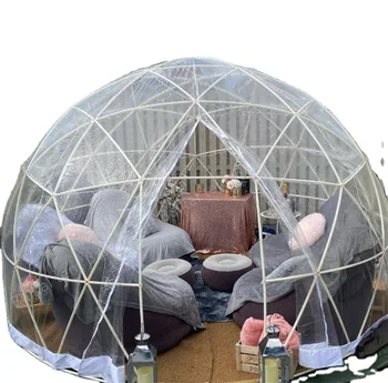 В наличност 3.6 m Луксозен Кемпинговый Купол Геодезия Прозрачен TPU Къща-Игла Палатка Надуваем Балон Прозрачен Купол Палатка