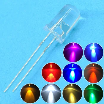 500шт Кръгли топчета F5 5 мм dc 3 В бял светодиод Супер ярка светлина Електронен компонент, който излъчва диодную лампа, led крушки, прозрачна лампа за вода