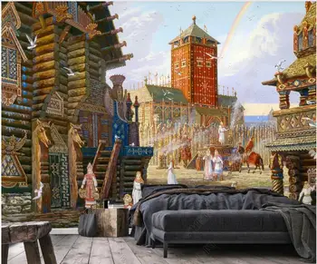 Изработена по поръчка стенопис 3d фотообои Европейския класически замък красивите пейзажи, интериор на хола тапети за стените, 3 d, на роли
