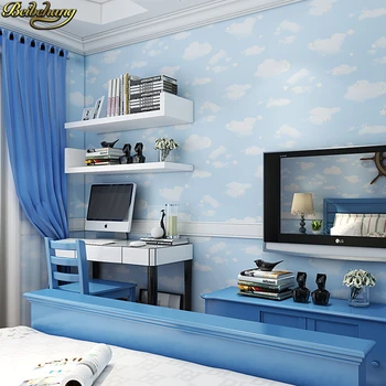 beibehang 53x300 cm самозалепващо стерео тапети за спалнята, за момчета и момичета, синьото на небето, като облак, стикер на тавана, тапети за детска стая