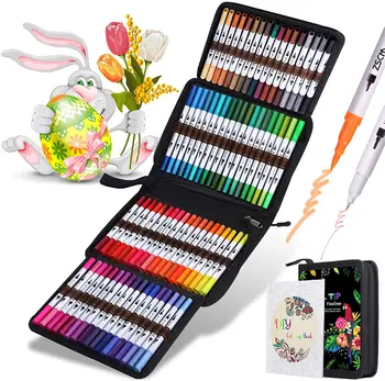 Четката, художествени маркери ZSCM 72 цвят, тънка четка за colorization, дръжки за рисуване на великденски яйца, за оцветяване за възрастни