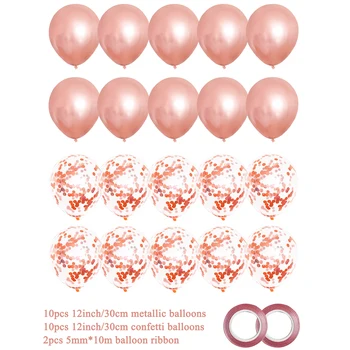 20 парчета на 12-инчов конфети от розово злато от латекс Смесени балони честит рожден ден Украса за парти за момичета, деца и възрастни Сватбени аксесоари хелий