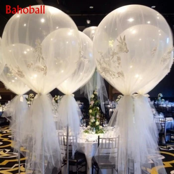 10шт 36-инчови 25 грама гигантски кръгли латекс балони, прозрачни гигантски сватбени балони, централното място на масата, булчински душ, парти