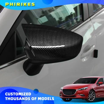 ABS Въглеродни влакна за Mazda 3 Axela 2014 2015 2016 2017 2018 Аксесоари капачка огледало за обратно виждане на автомобила, рамка, декорация, стайлинг на автомобила